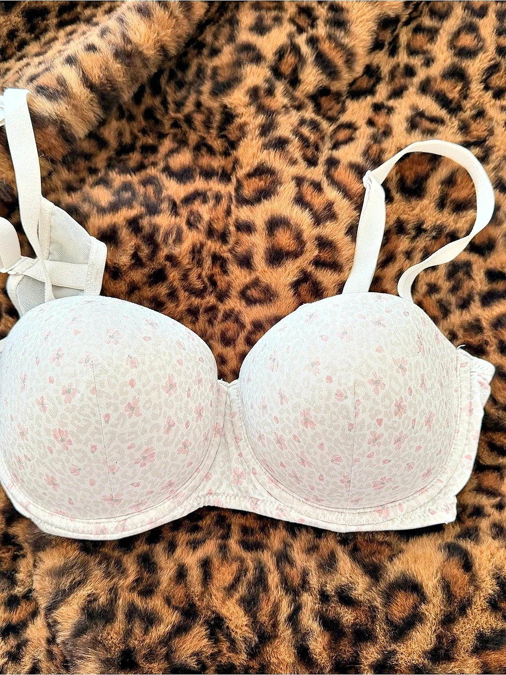 Penti Bloom Micro Floral Bra White & Pink 30C